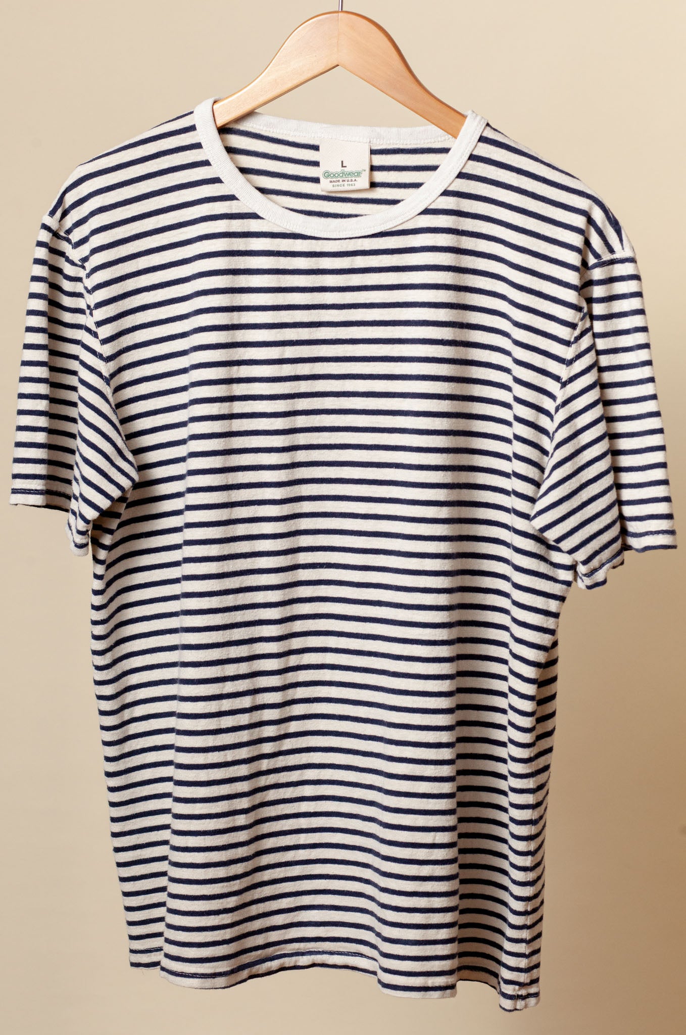 Adult Short Sleeve Crew Neck Stripe Hemp