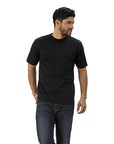 mens black crew neck shirt with pocket