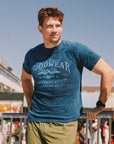 Adult Short Sleeve Crew American Made, Blue Acid Wash Over Dye