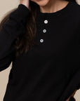 Adult Long Sleeve Henley Brushed Jersey Classic Fit