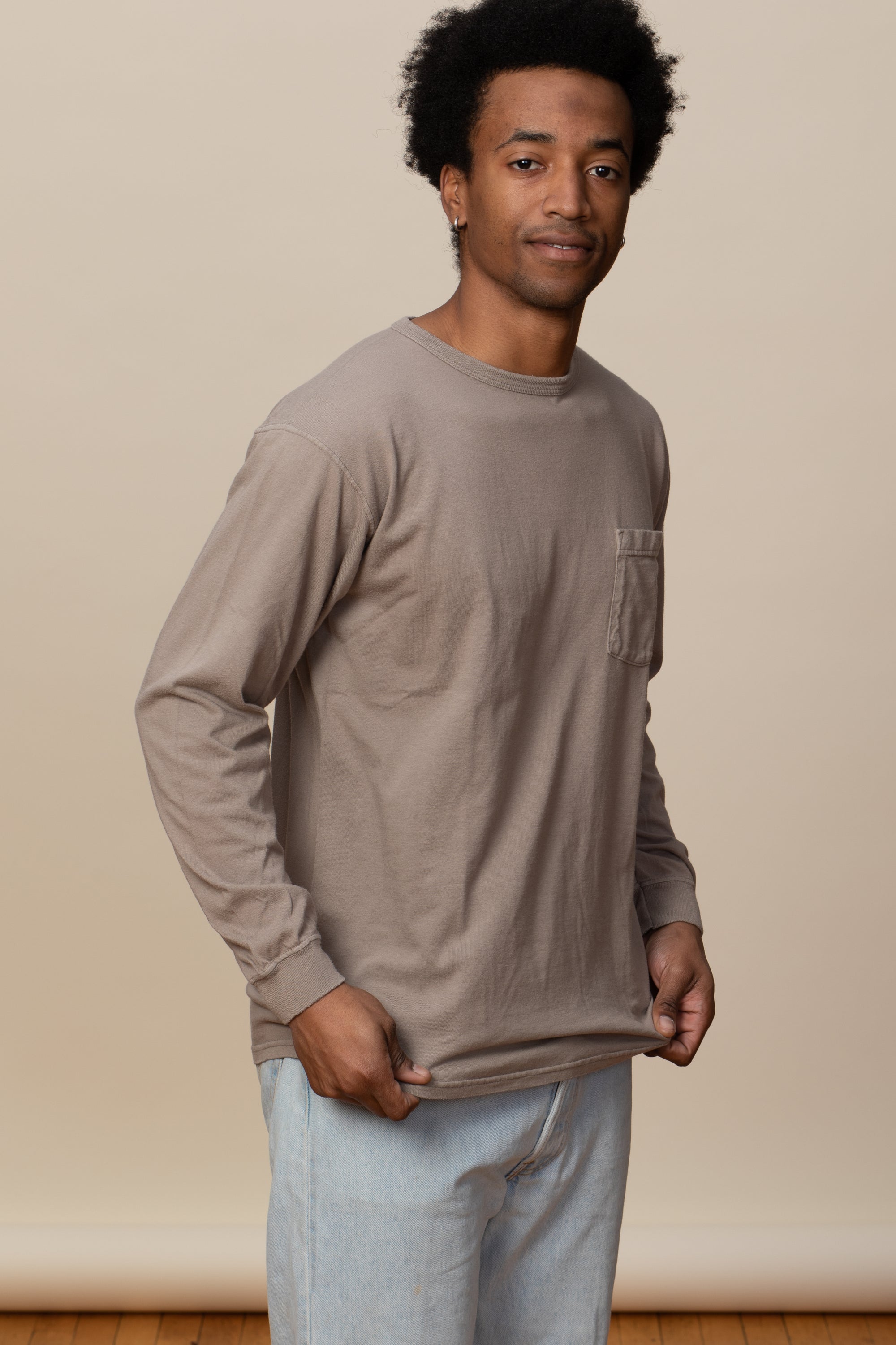 Adult Long Sleeve Crew Neck w/Pocket Viscose Hemp
