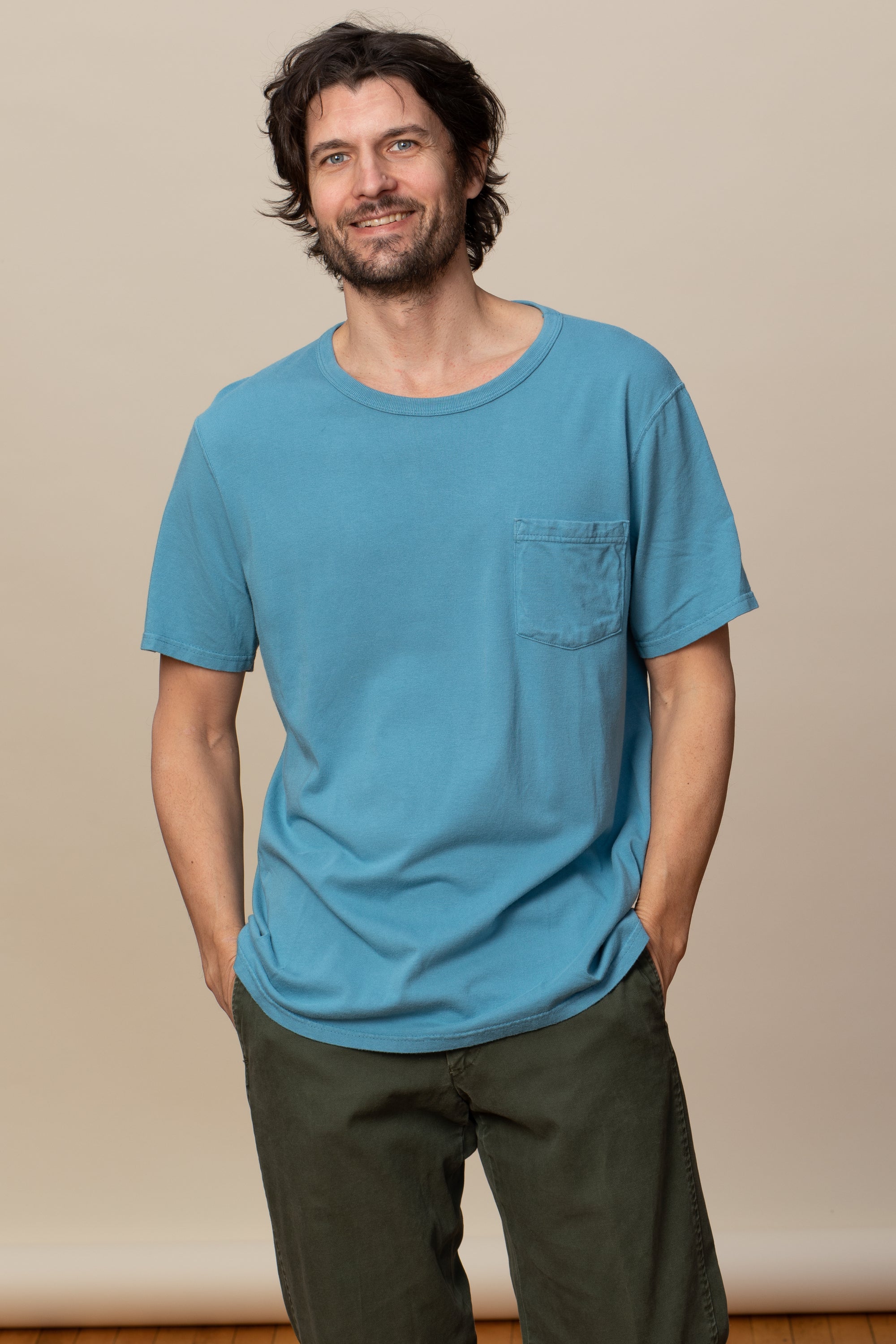 Adult Short Sleeve Crew Neck w/Pocket Viscose Hemp