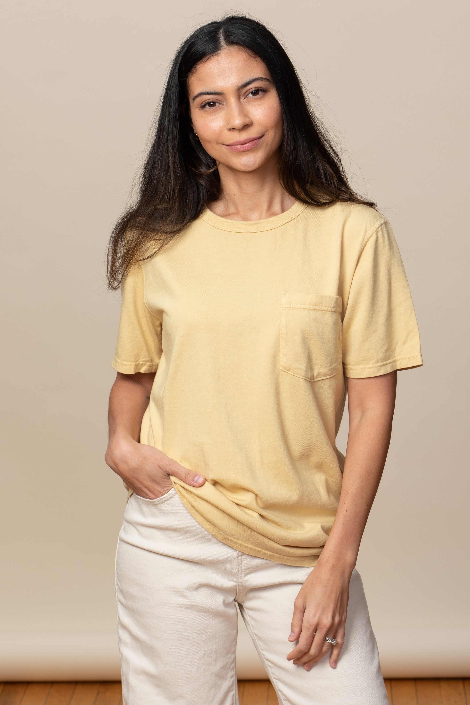 Adult Short Sleeve Crew Neck w/Pocket Viscose Hemp