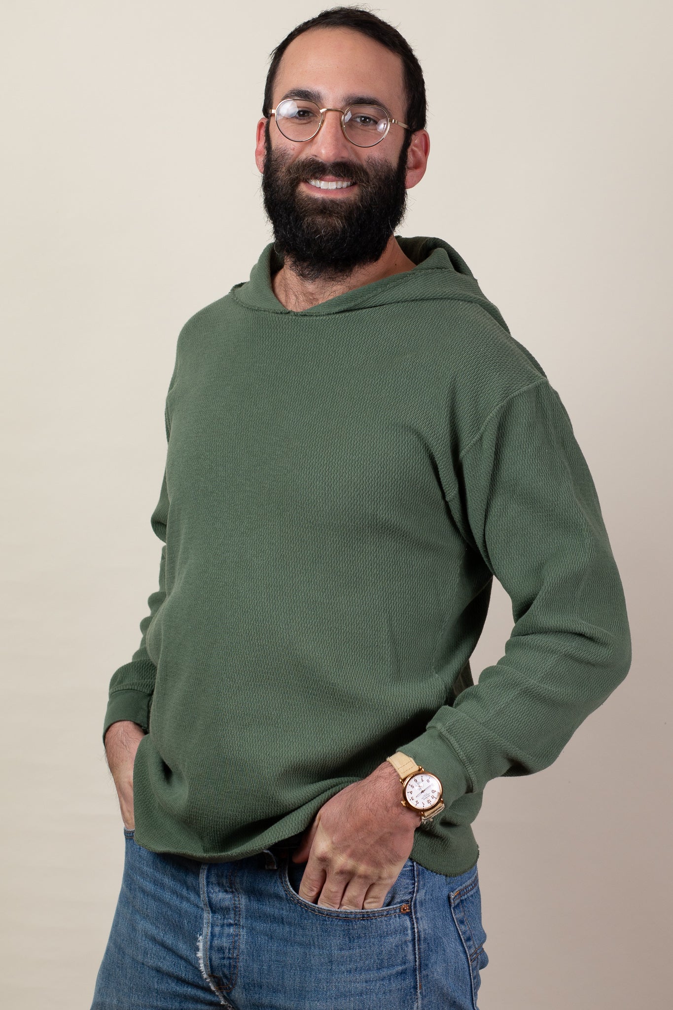 Adult Long Sleeve Hoodie Tee Raschel Thermal