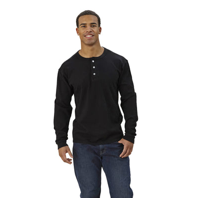 Long Sleeve Brushed Jersey Henley's In Stock