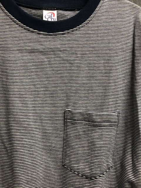 SS Crew Neck Tee w/ PKT - Microstripe