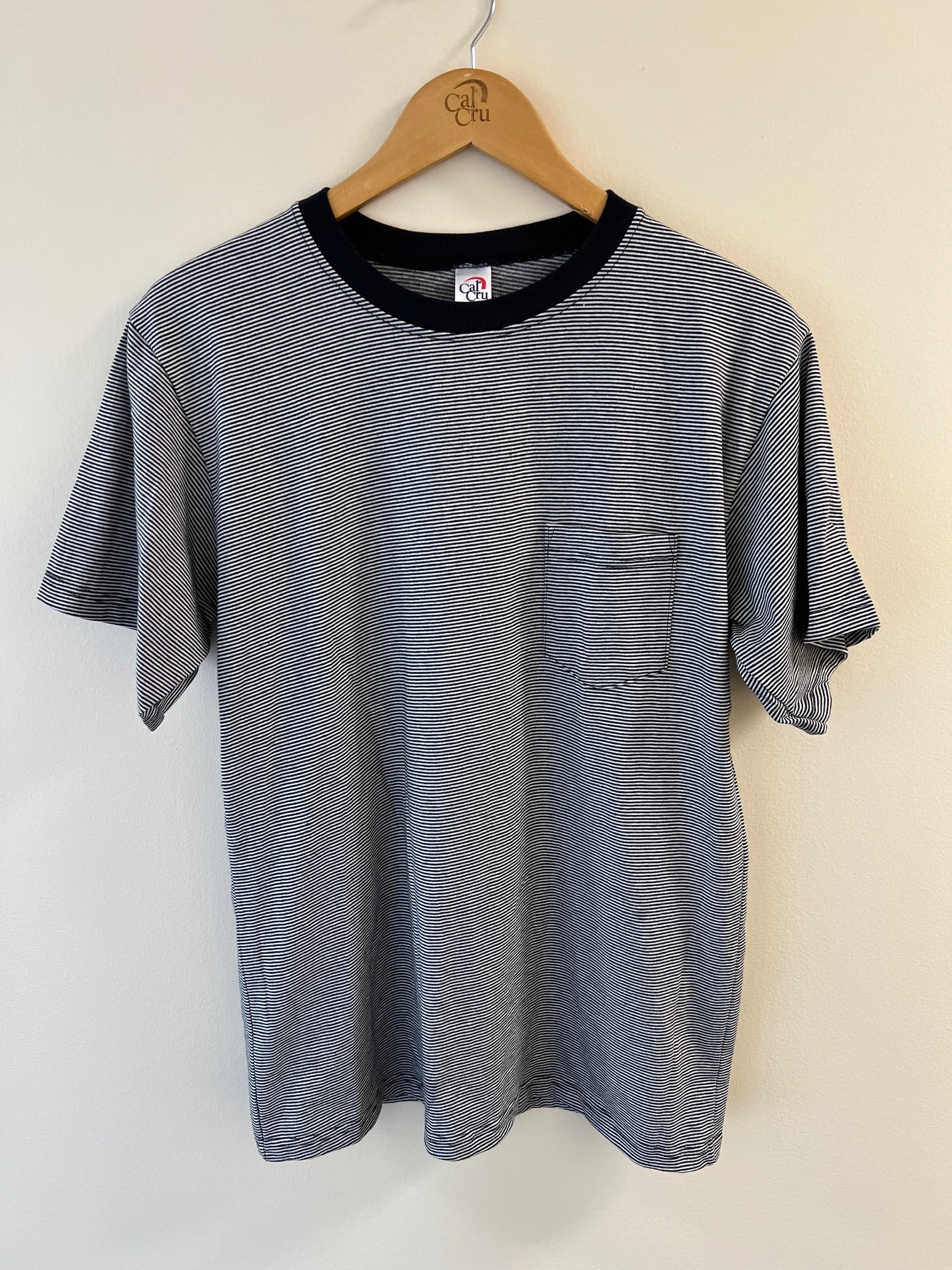 SS Crew Neck Tee w/ PKT - Microstripe