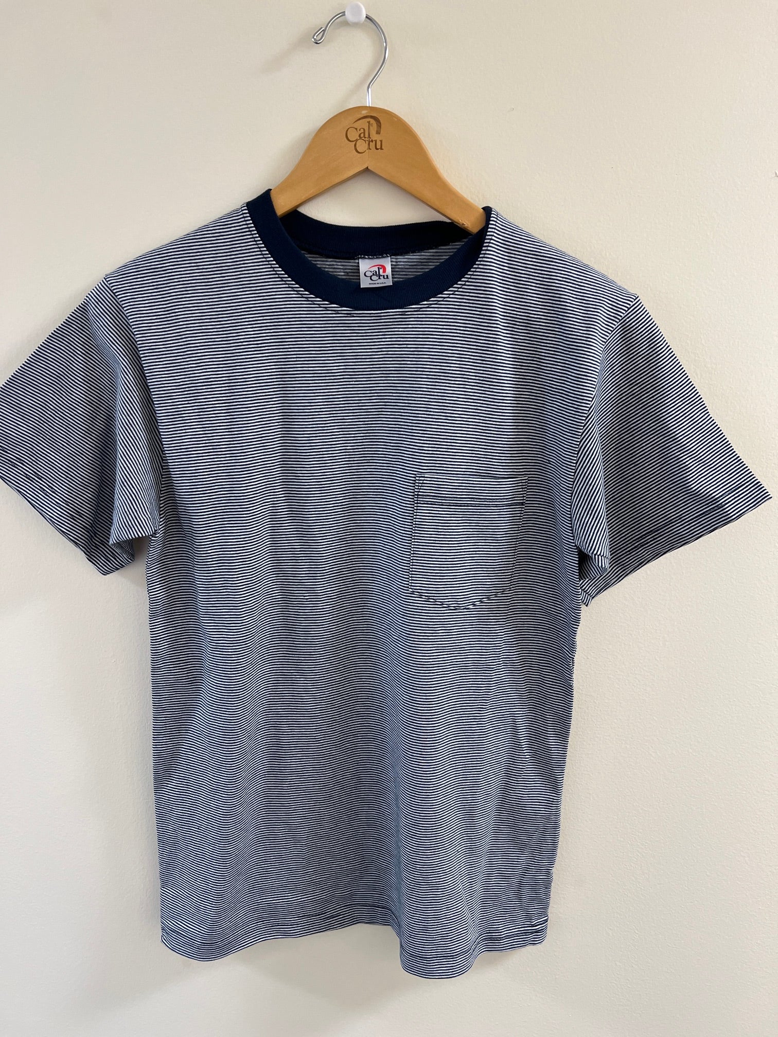 SS Crew Neck Tee w/ PKT - Microstripe