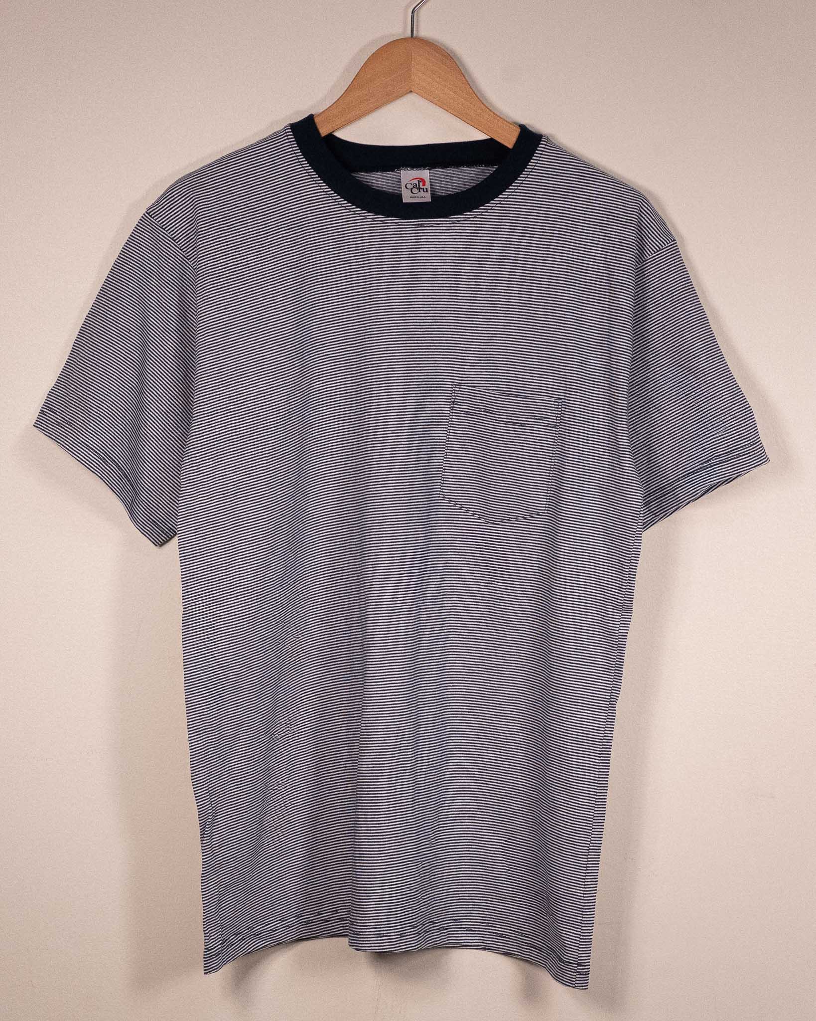 SS Crew Neck Tee w/ PKT - Microstripe