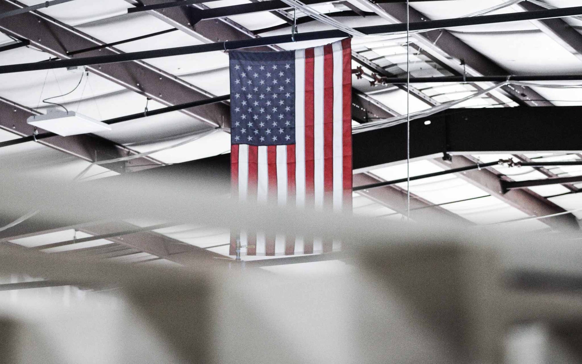 American flag hanging in our NC warehouse