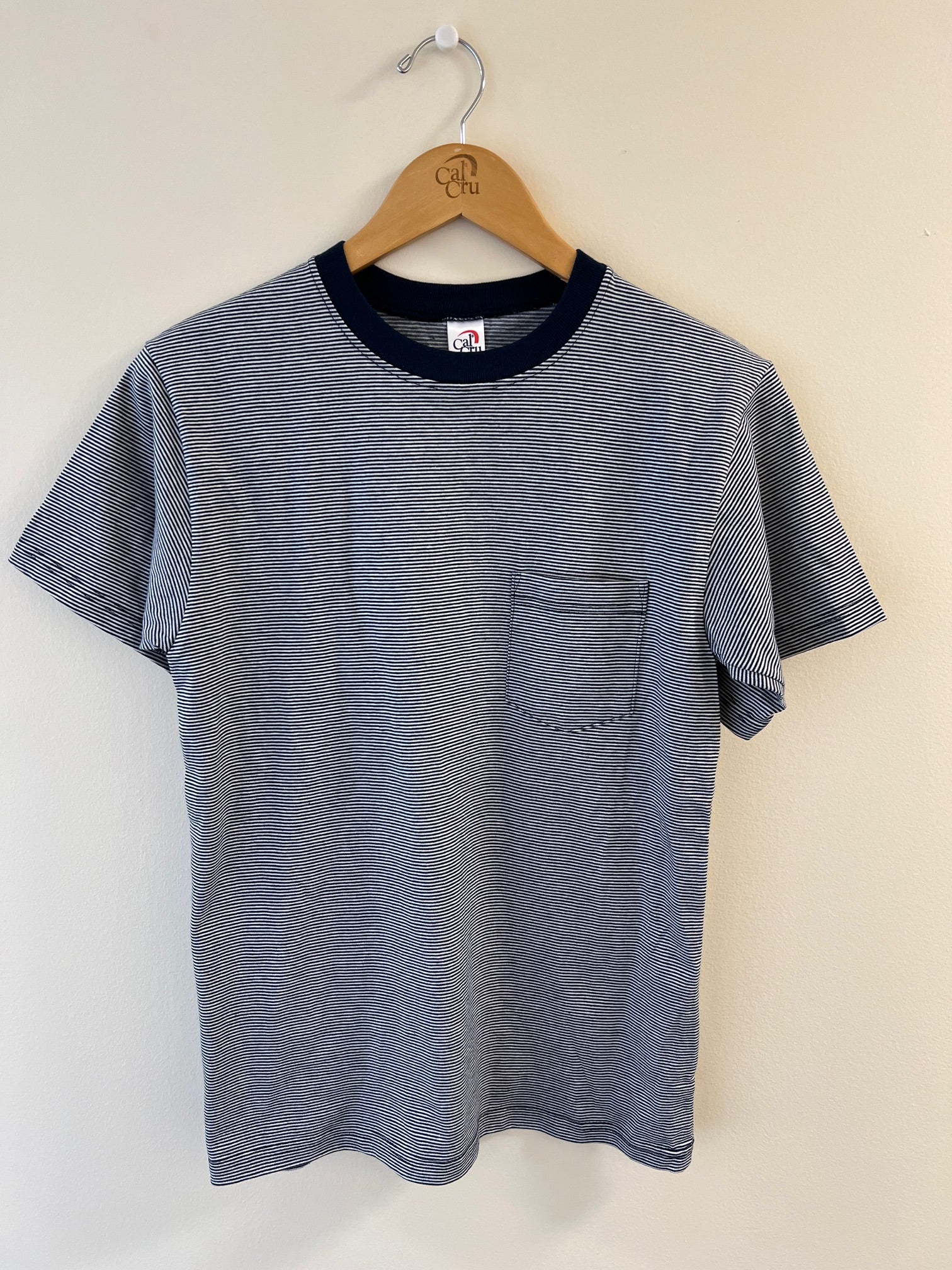 SS Crew Neck Tee w/ PKT - Microstripe