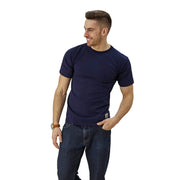 mens blue short sleeve crew neck shirt
