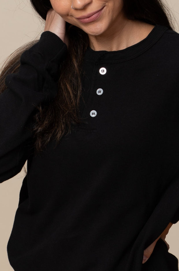 Adult Long Sleeve Henley Brushed Jersey Classic Fit