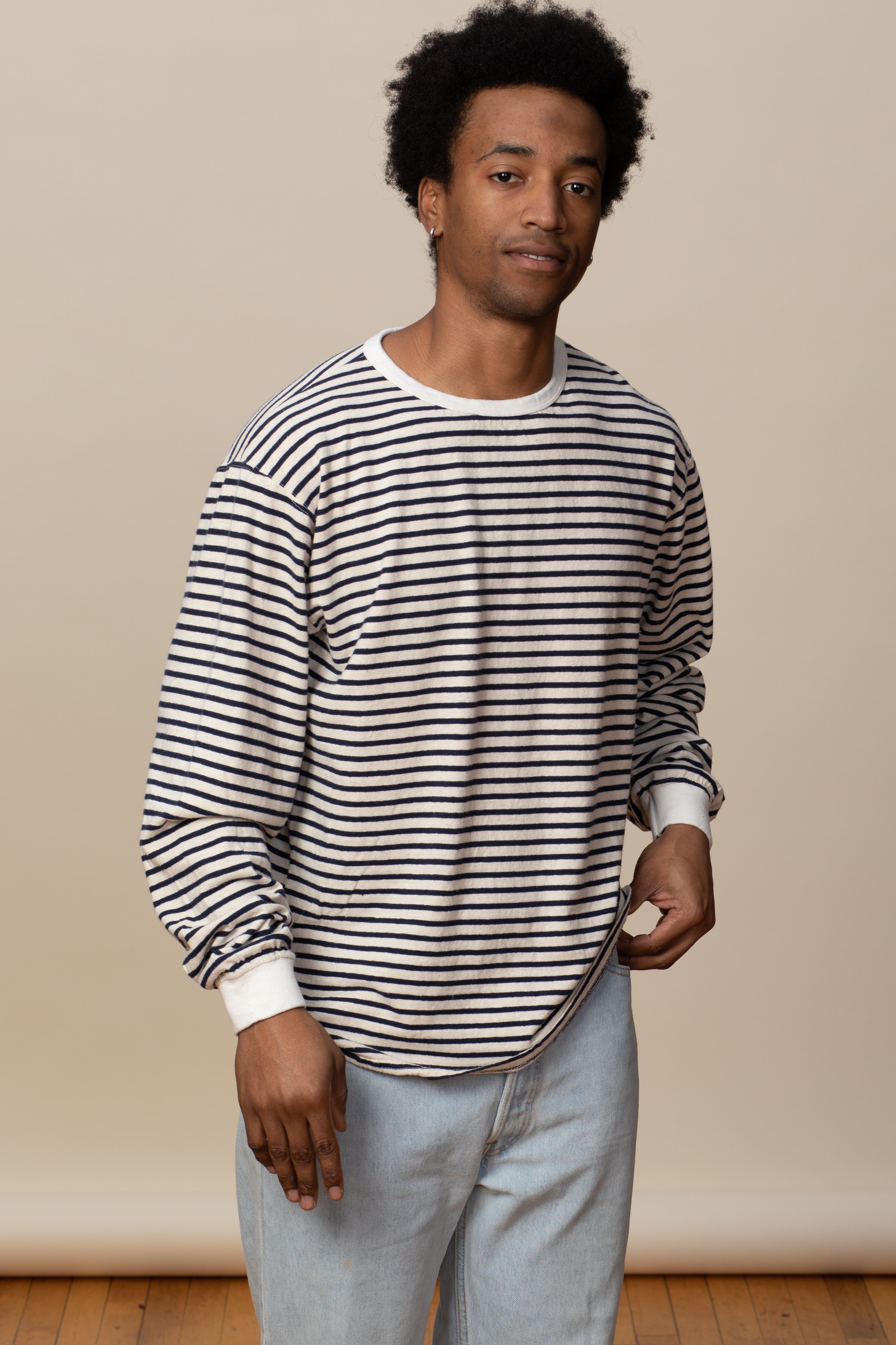 Goodwear Adult Long Sleeve Striped Shirt Hemp Organic Cotton Made