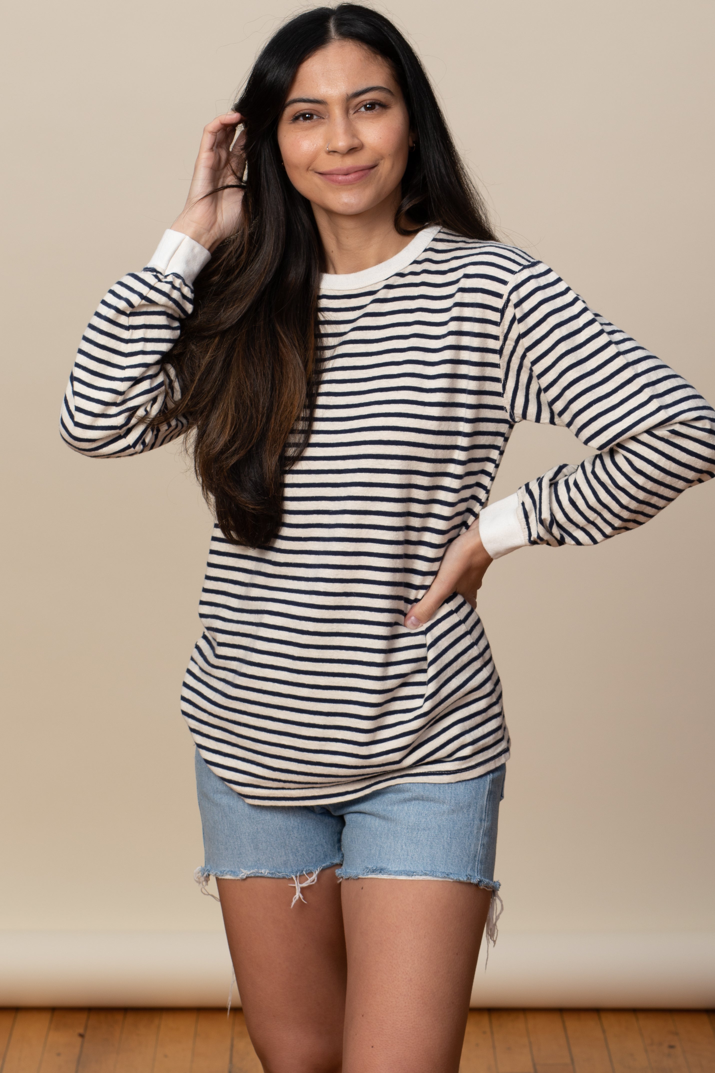 Goodwear Adult Long Sleeve Striped Shirt Hemp Organic Cotton Made in USA –  Goodwear USA